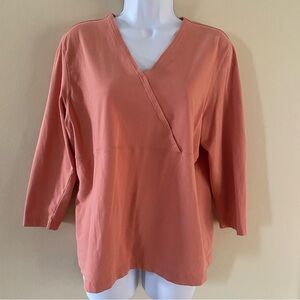 Vintage Appleseed’s Size L Large Cotton Spandex Blend Blouse 3/4 Sleeve Coral